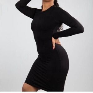 BUFFBUNNY Onyx Black Fall In Love Long Sleeve Athletic Dress SZ SM Bodycon EUC